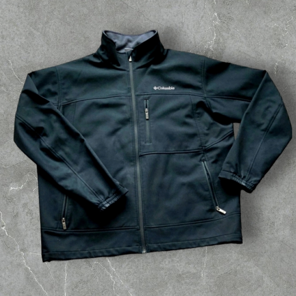 Columbia Ascender Softshell Jacket Mens XL Black Full Zip Fleece Lined Outdoor